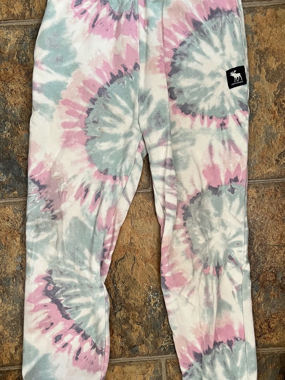Abercrombie & Fitch Pink, Gray & White Tie-Dye Joggers